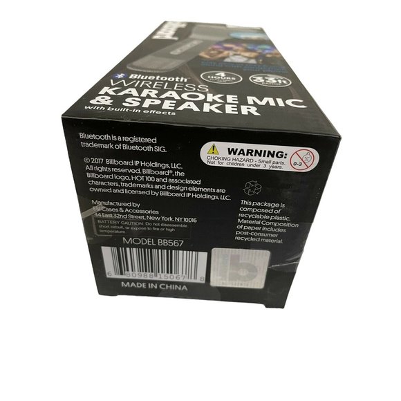 Billboard Wireless Bluetooth 4 hours Play sing time Range 33 ft Black Recycle Pl - Picture 4 of 6